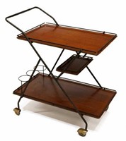 ITALIAN MID-CENTURY MODERN TEAK SERVICE CART