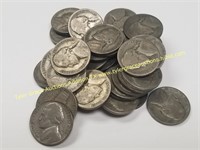 QTY 40 1 ROLE MIXED DATE SILVER WAR NICKELS