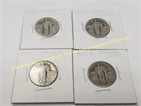 4PC SILVER STANDING LIBERTY QUARTERS COIN
