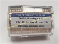 2007-P WASHINGTON $1 PCGS BU 1ST DAY ISSUE ROLL