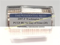 2007-P WASHINGTON $1 PCGS BU 1ST DAY ISSUE ROLL