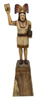 (2) CARVED WOOD CIGAR STORE INDIAN ON WOOD BASE