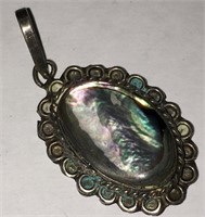 Mexico Sterling Silver & Abalone Pendant