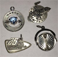 Group Of 4 Sterling Silver Charms
