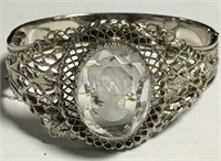 Whiting & Davis Bracelet With Cut Glass Cameo