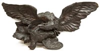 HAND CARVED HAWK CLUTCHING DOVE