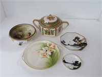 5 HAND PAINTED NIPPON DISHES
