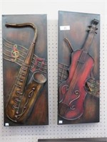PAIR OF TIN MUSICAL PLAQUES 12"L X 30"H
