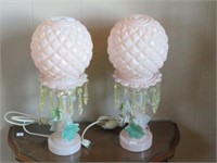 2 HAND PAINTED GLASS TABLE LAMPS