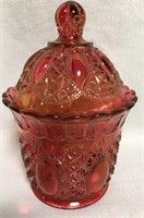 Cranberry Glass Candy Jar