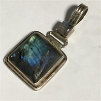 Sterling Silver Pendant With Iridescent Stone