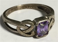 Sterling Silver Ring With Purple Stone