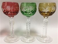 3 Colored Cut To Clear Cordials