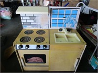Vintage Children's wood stove & sink; pick up only