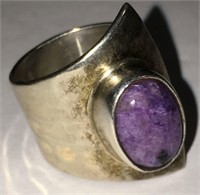 Mexico Sterling Silver Ring With Purple Stone