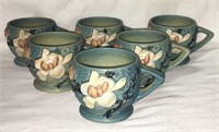 6 Roseville Art Pottery Magnolia Mugs