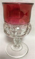 Cranberry & Clear Glass Wine Glass