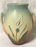 Hull Pottery Calla Lily Blue Double Handled Vase
