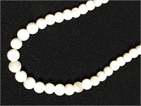 Mother Of Pearl Beaded Necklace, Sterling Clasp