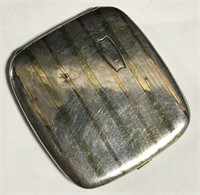 Sterling Silver And 14k Gold Inlaid Cigarette Case