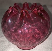 Cranberry Glass Rose Bowl
