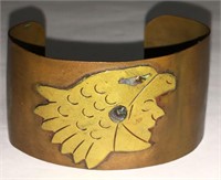 Mexico Copper Cuff Bracelet With Abalone Inlay