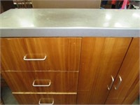 Cabinet with Casters and metal top  work station