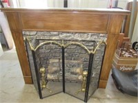 Fireplace with Electric Logs, Mantle, Screen,