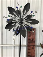Double flower whirligig yard art