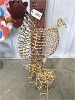 Hen w/ chicks yard art