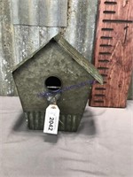 Tin birdhouse--10" tall