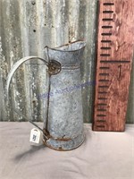 Tin pitcher--15" tall