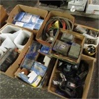 Boxes of nails, elect tools, clamps, bolts