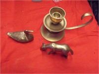 Brass Duck, Horse, And Candle holder