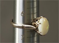 14k White Gold White Opal Womens Ring