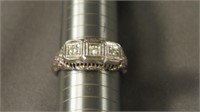 14k White Gold and Diamond Womens Ring