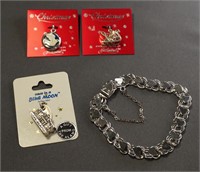 Sterling Silver Heart Charm Bracelet with 3 Charms