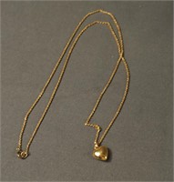 14k Yellow Gold Necklace and Heart Pendant