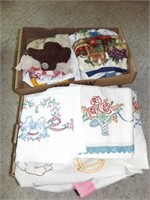 EMBROIDERED PILLOW CASES, DOILES, TABLECLOTHES