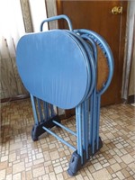 COSCO TV TABLES, BLUE METAL W/ STAND