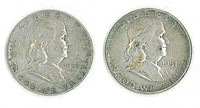 1951 & 1952D FRANKLIN SILVER HALF DOLLARS