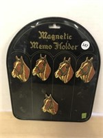 Vintage Tin Magnetic Memo Holder - Horses