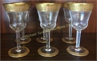 ST LOUIS "THISTLE" CRYSTAL - SIX WINE GLASSES