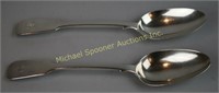 TWO ENGLISH STERLING SERVING SPOONS DATED 1861