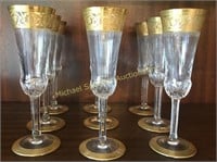SAINT LOUIS "THISTLE" CRYSTAL - 9 TALL CHAMPAGNES