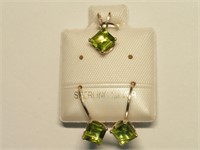 $100. S/Silver Peridot Pendant and Earrings Set