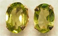 $250. 18kt Gold Peridot Stud Earrings