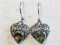 $120. S/Silver Peridot Heart Shaped Earrings