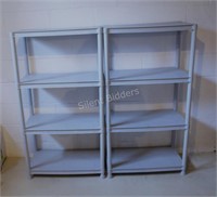 Two Set of Four Sturdy Plastic Shelf Units