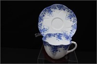 Shelly, Dainty Blue Bone China Tea Cup & Saucer